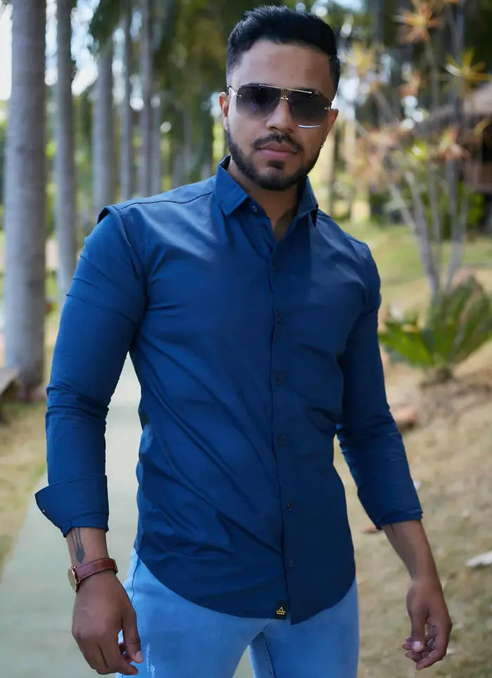 Camisa Social Slim Fit de Manga Longa