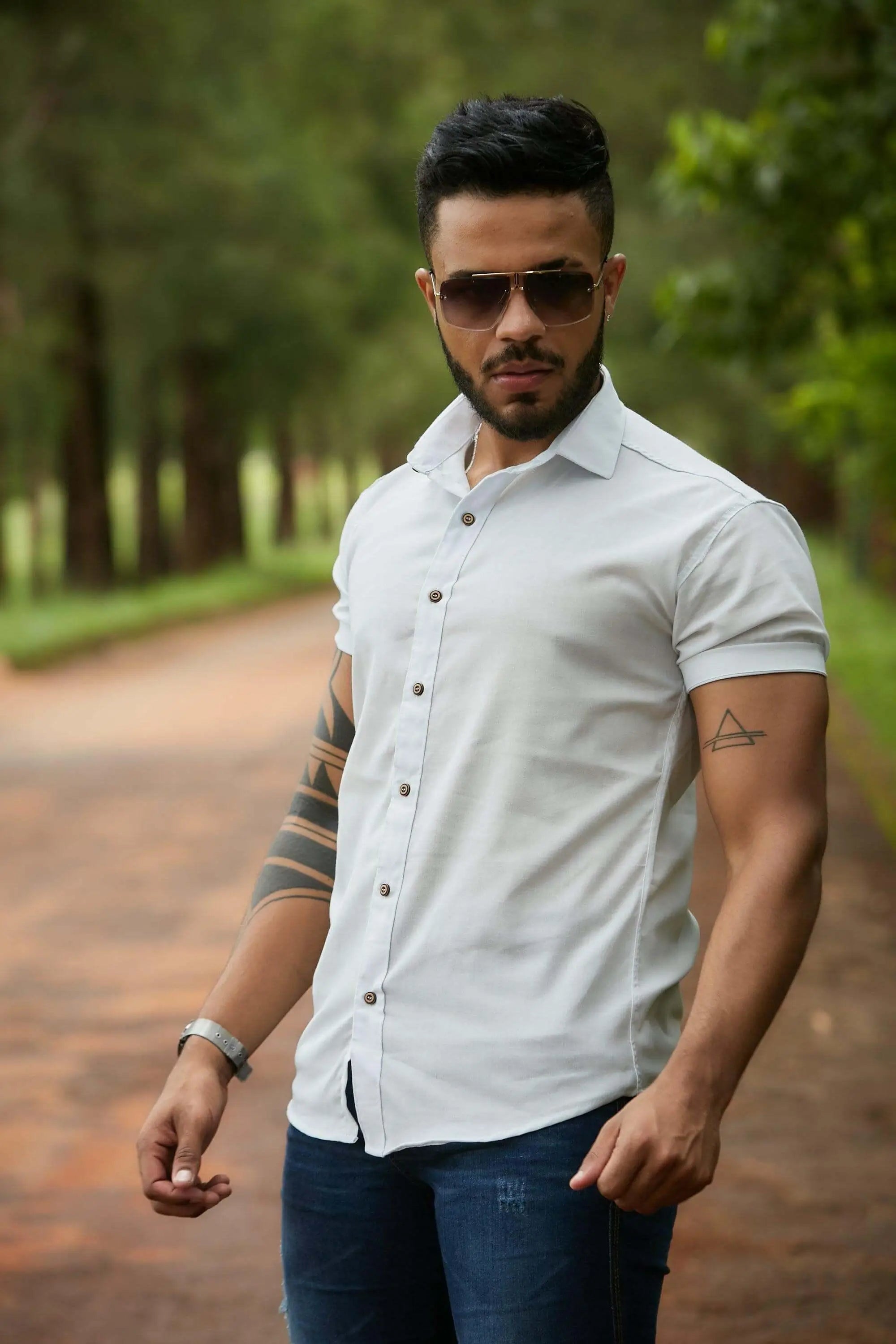 Kit 2 Camisas Slim Fit Premium com Elastano 89,99 / Preta Lisa / Dubai