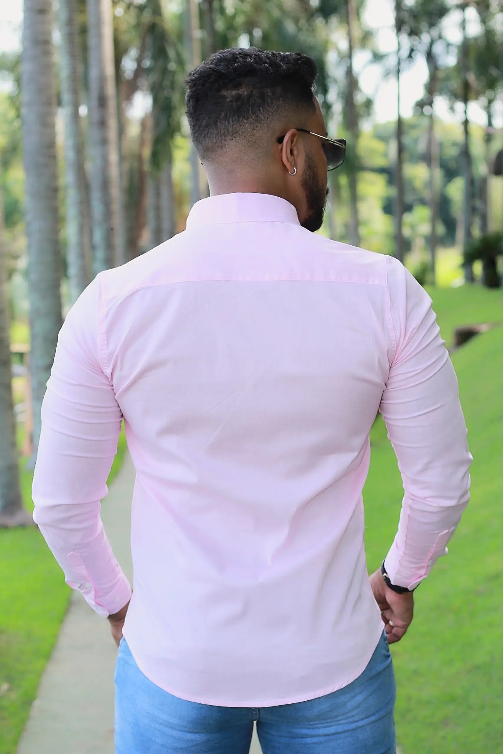 Camisa slim fit Rosa BêBê manga longa
