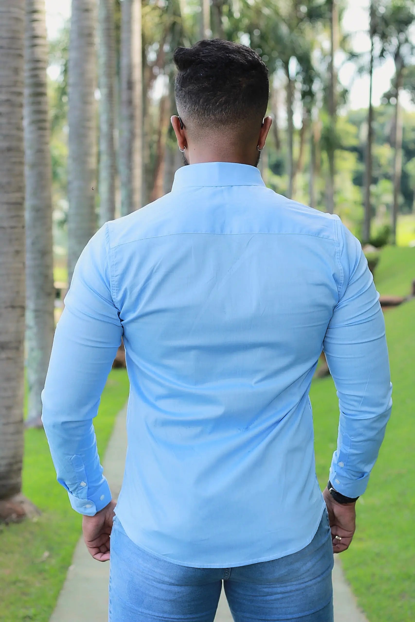 Camisa slim fit  Azul Bebê manga longa