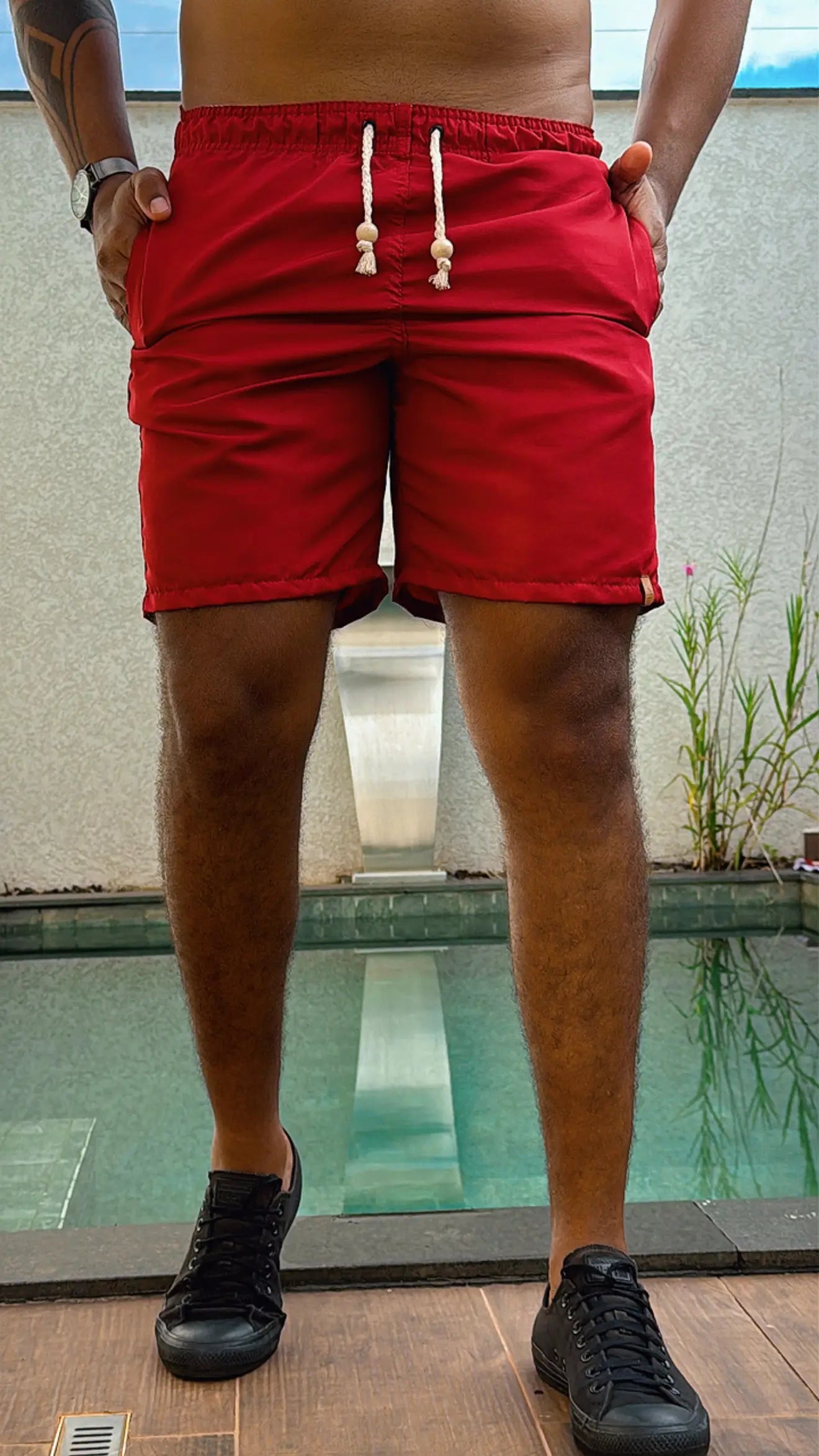 Short Praia Premium Acetinado Vermelho