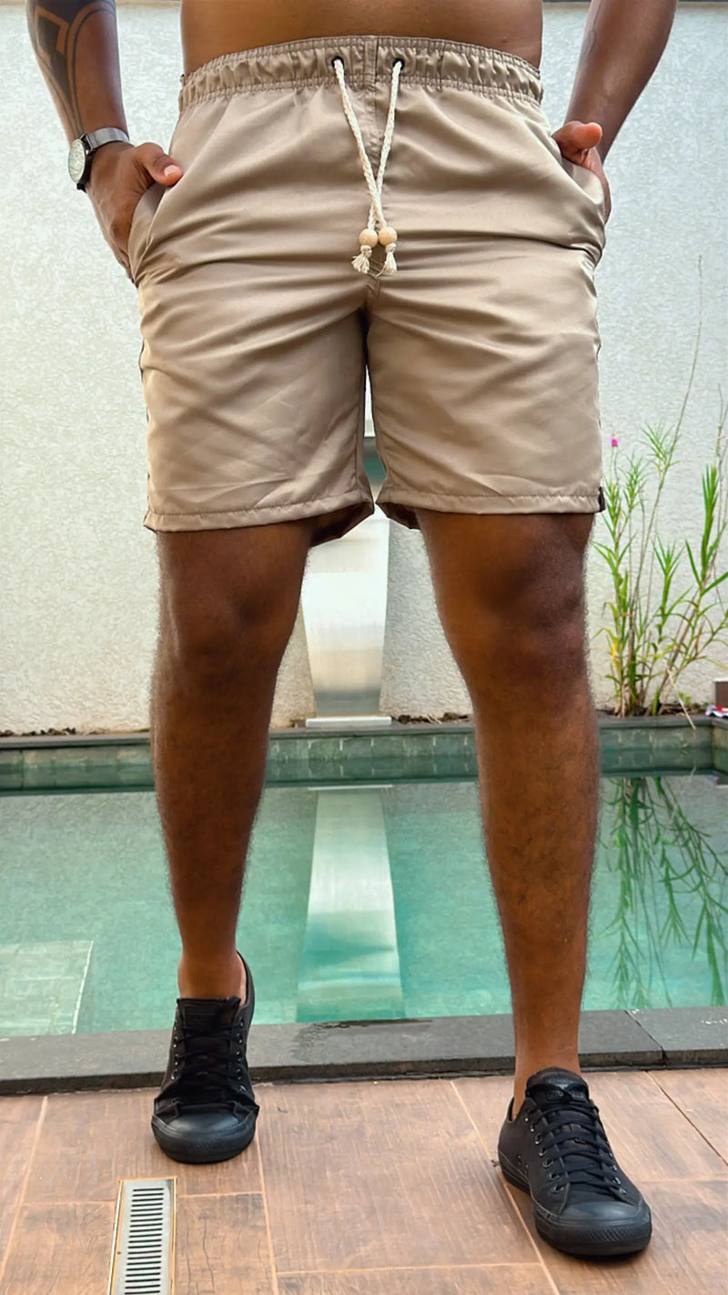 Short Praia Premium Acetinado Bege
