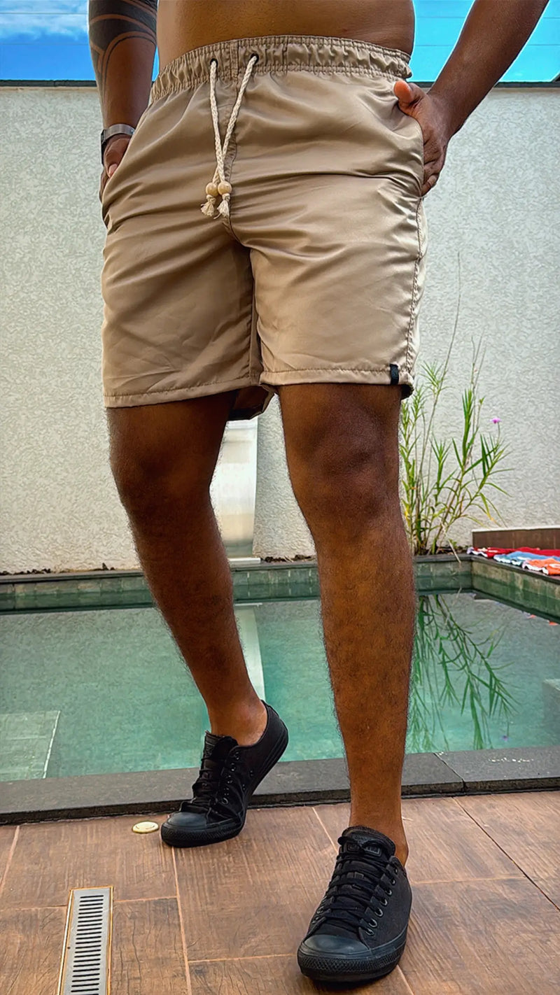 Short Praia Premium Acetinado Bege