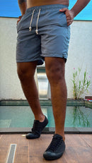 Short Praia Premium Acetinado Cinza Claro