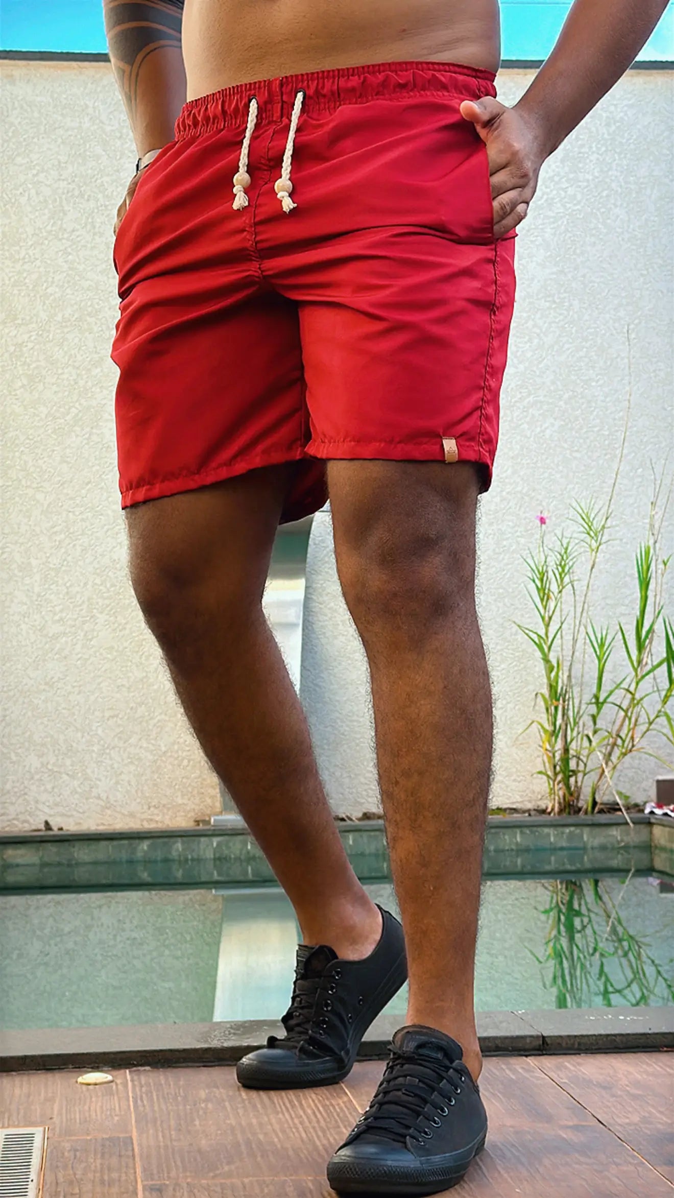 Short Praia Premium Acetinado Vermelho