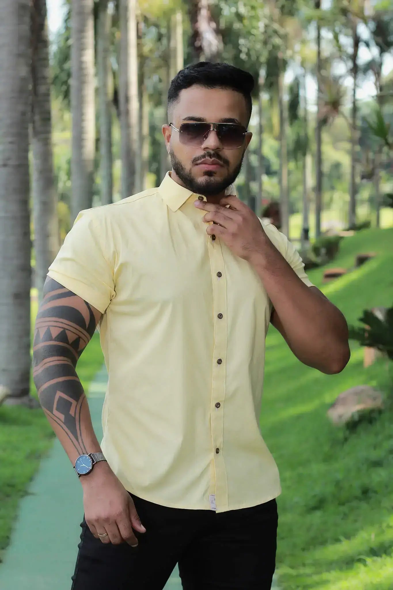 Camisas Slim Fit Social Para Negócios Com Elastano Premium