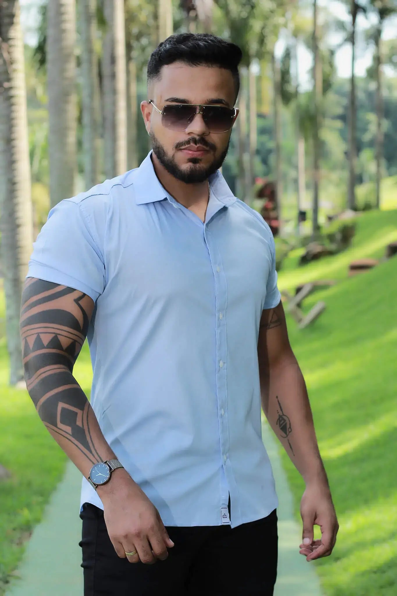 Camisas Slim Fit Social Para Negócios Com Elastano Premium