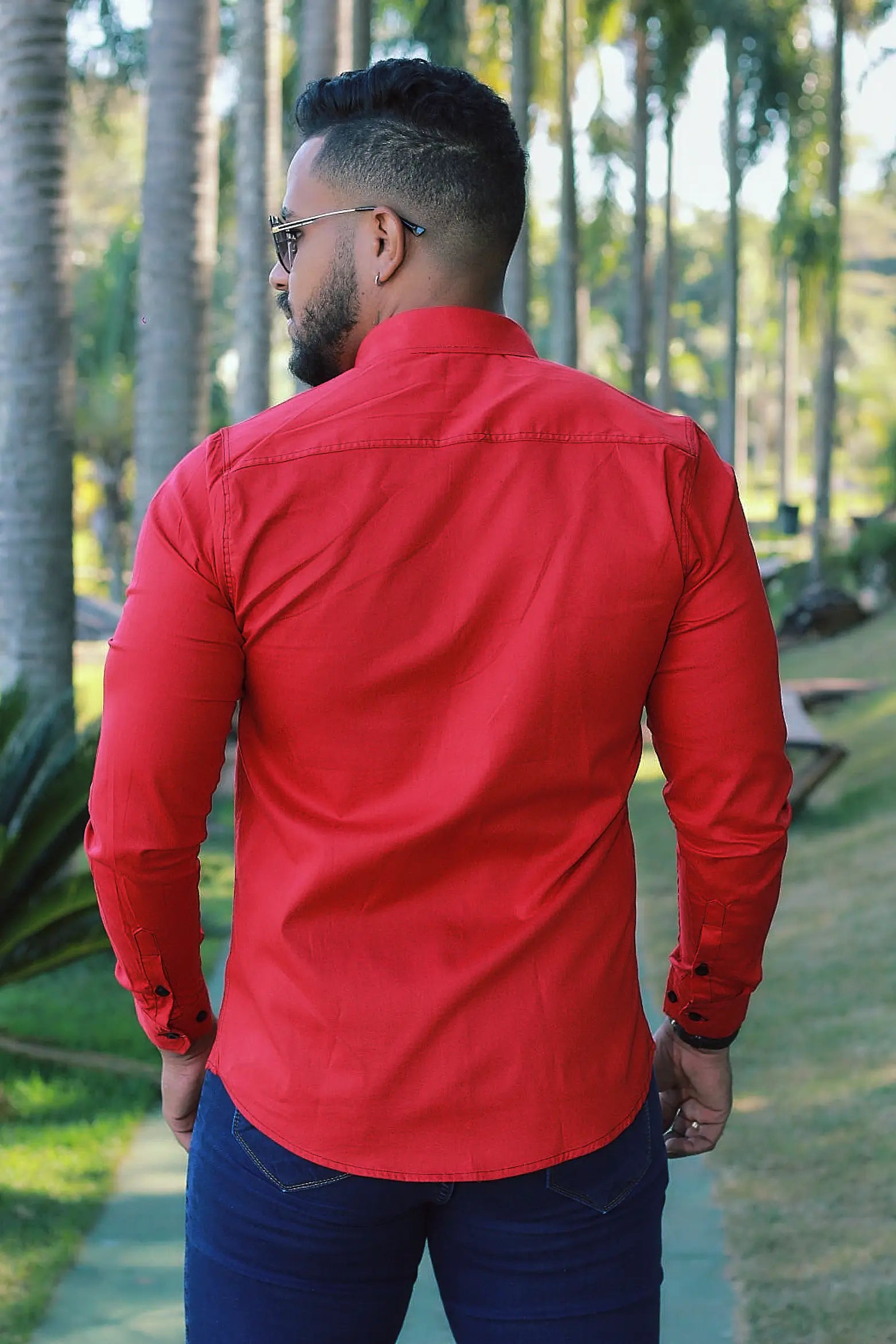 Camisa slim fit Vermelha  manga longa