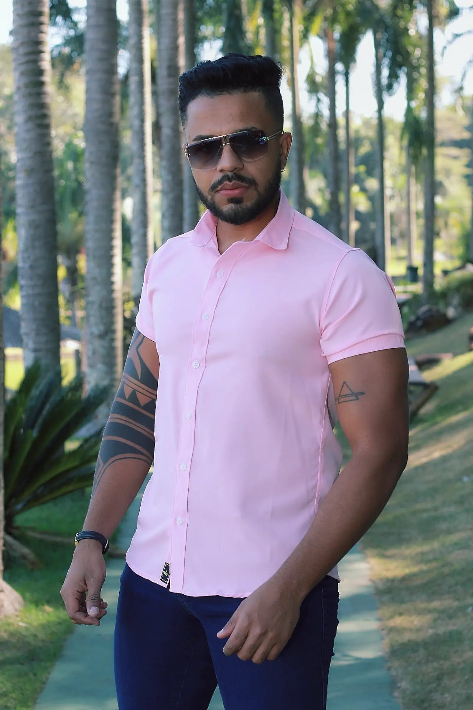 Camisa Slim Fit Lisa Rosa BêBê Passa Facil (Não Amarrota)