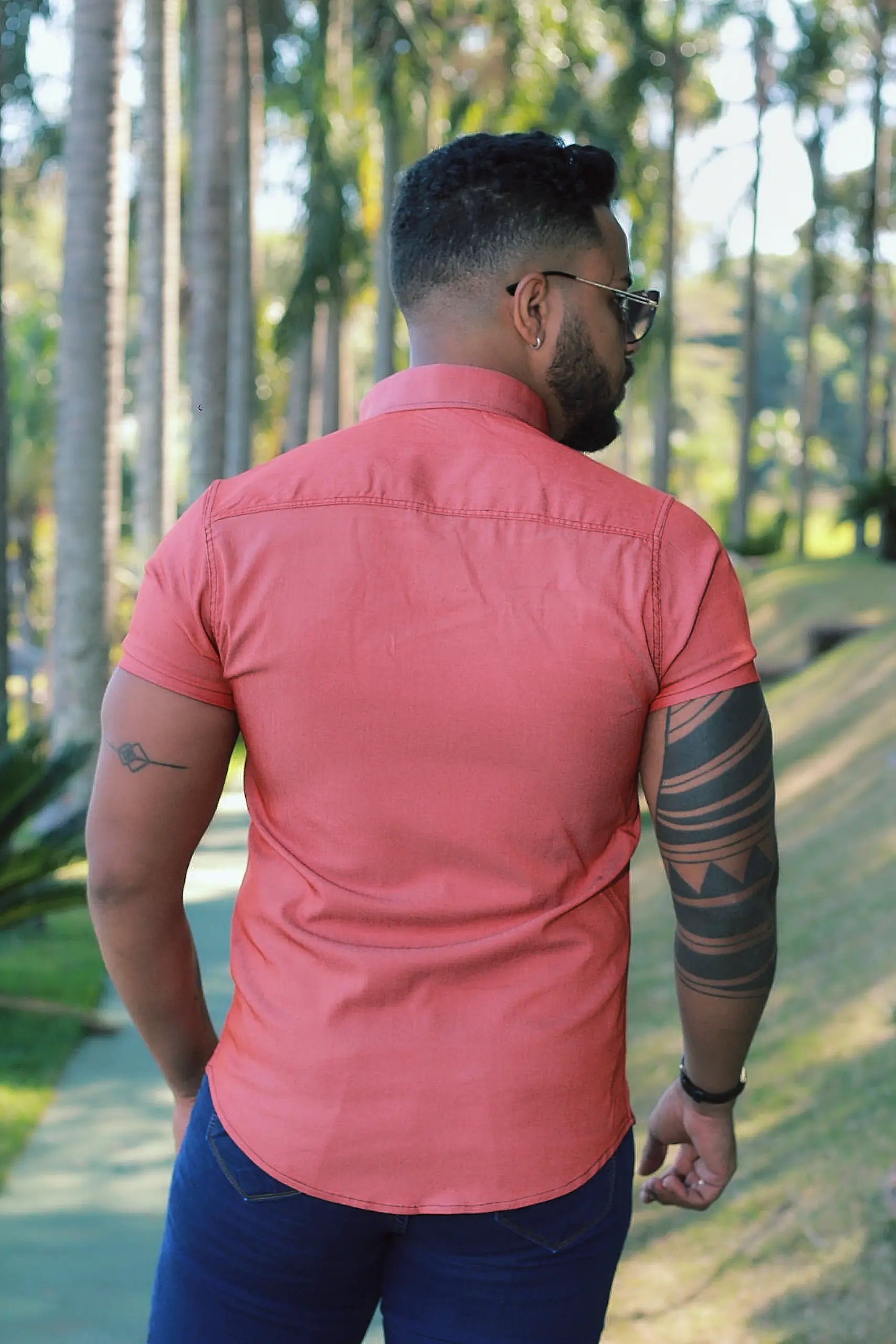 Camisa Slim Fit com Tencel Terra Cota Elastano  Premium