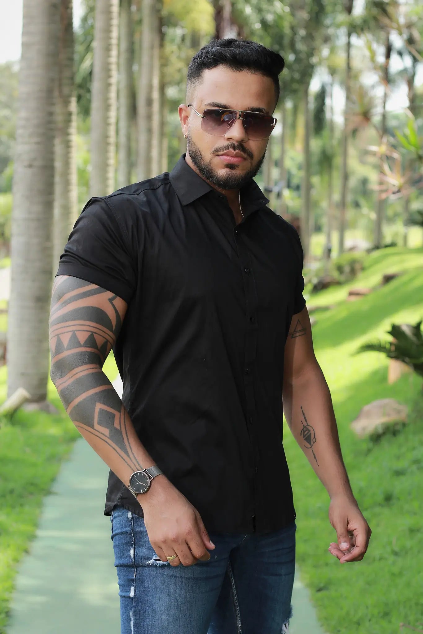 Kit 2 Camisas Slim Fit Premium com Elastano 89,99 / Preta Lisa / Branca Lisa