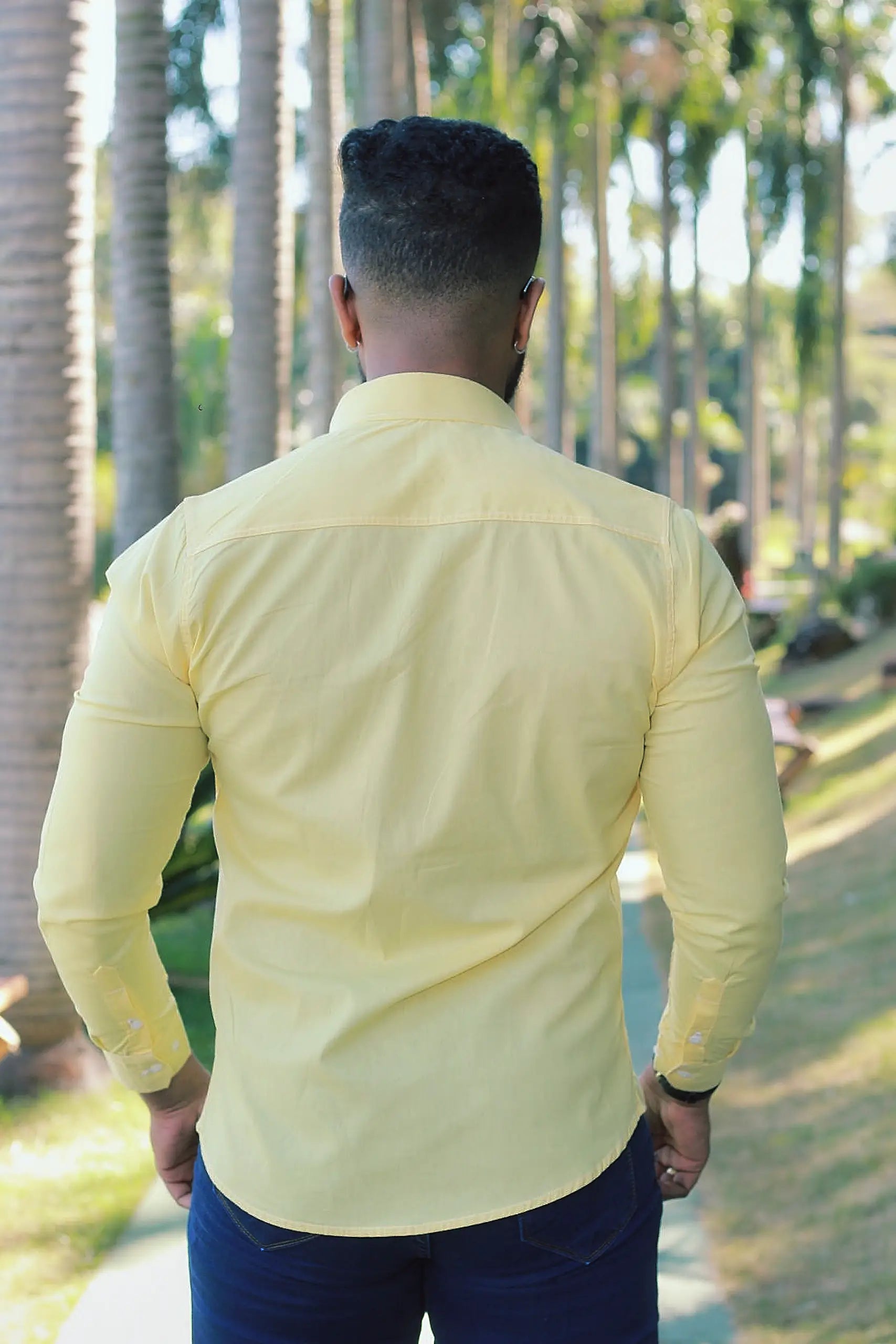 Camisa slim fit Amarelo canario manga longa