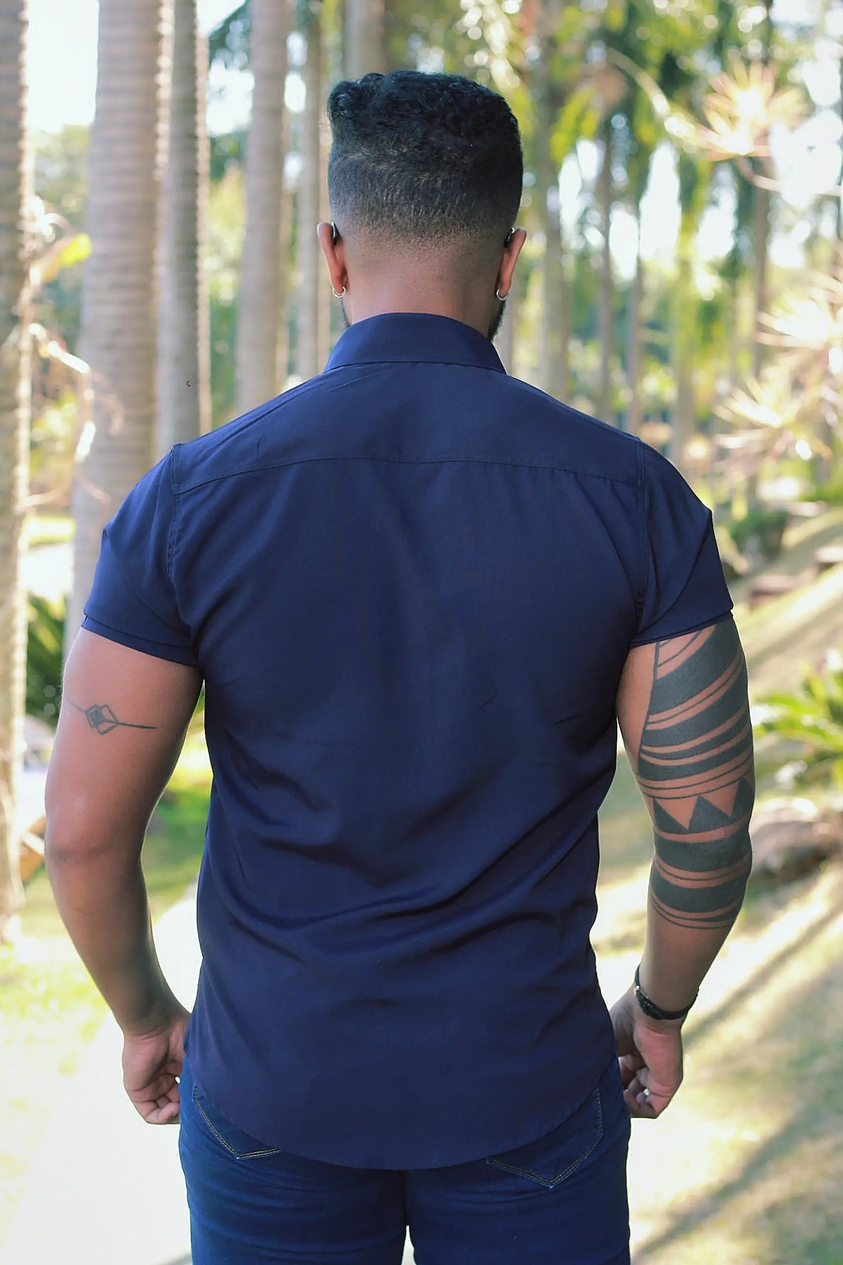 Camisa Slim Fit Lisa Azul Marinho Passa Facil (Não Amarrota)