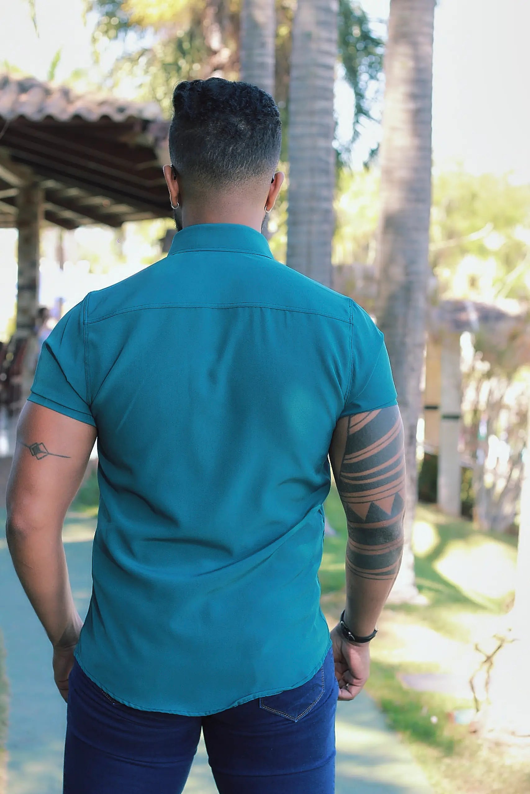 Camisa Slim Fit Lisa Verde Oliva Passa Facil (Não Amarrota)