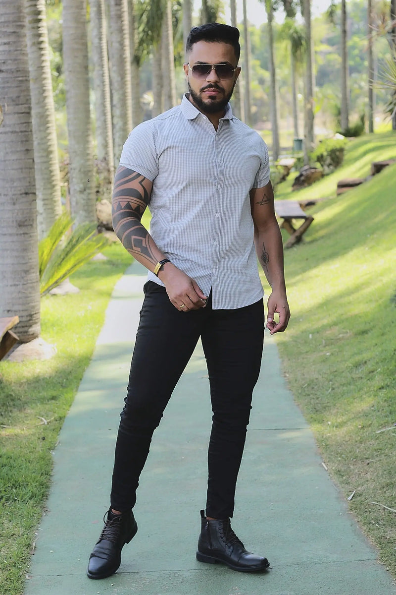 Camisa Slim fit Sardegna Micro Xadrez Premium
