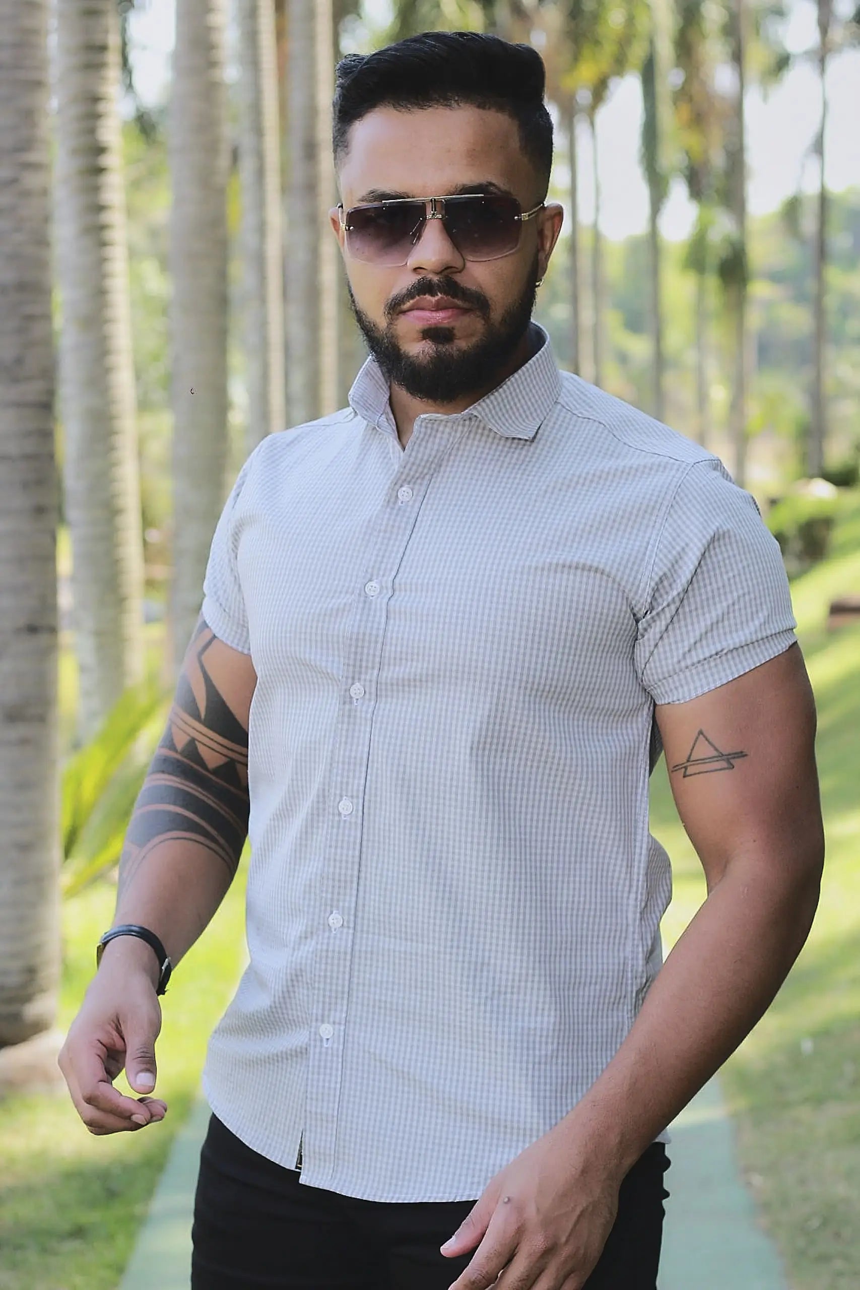 Camisa Slim fit Sardegna Micro Xadrez Premium