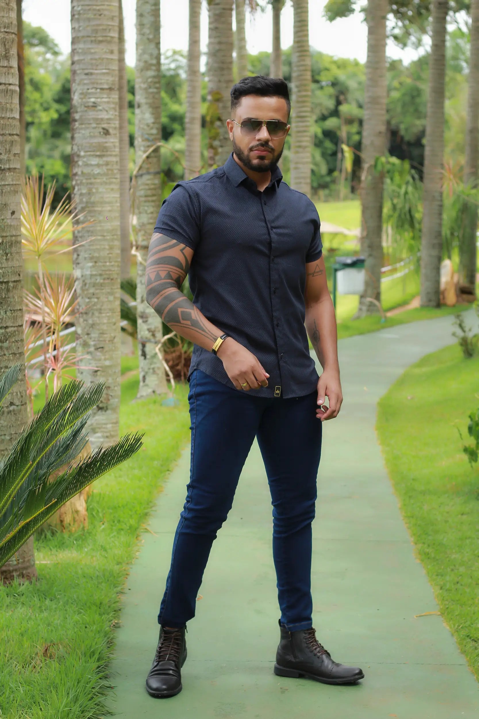 Camisa Slim Fit Ascend Azul