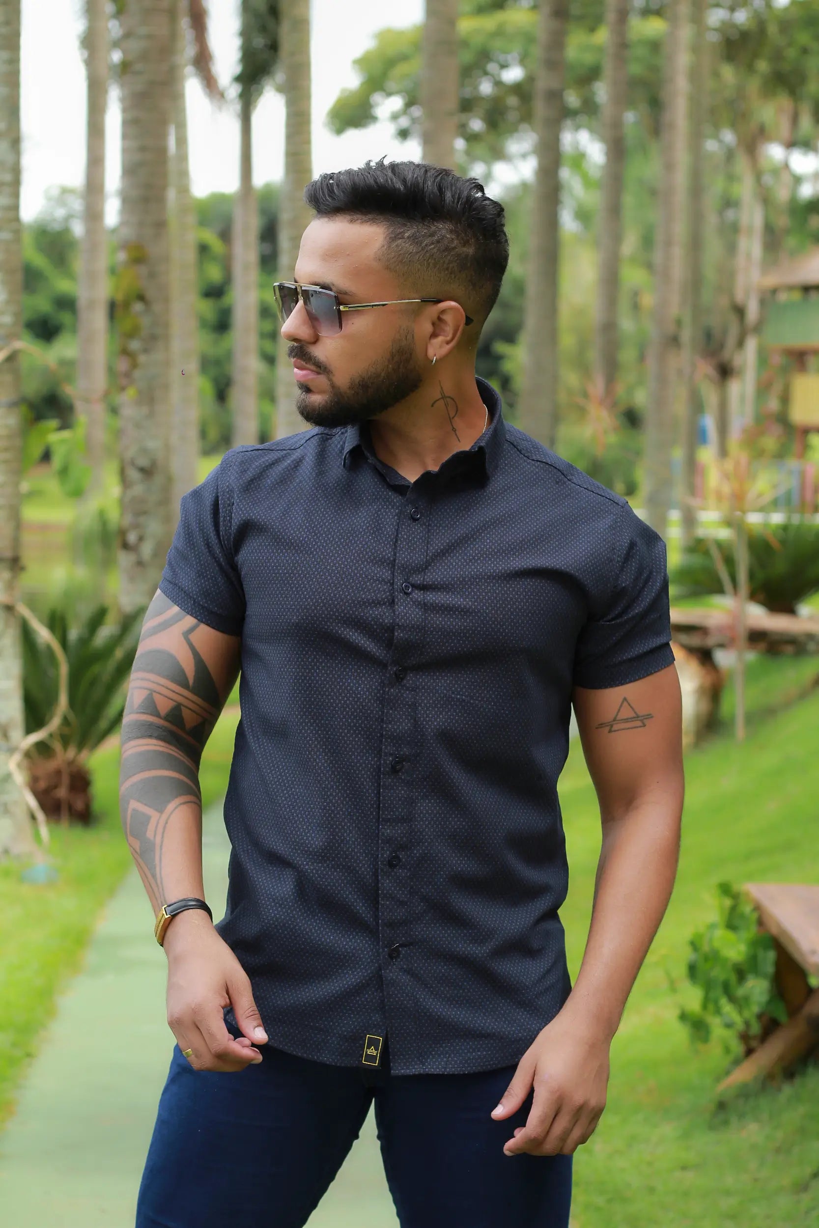 Camisa Slim Fit Ascend Azul