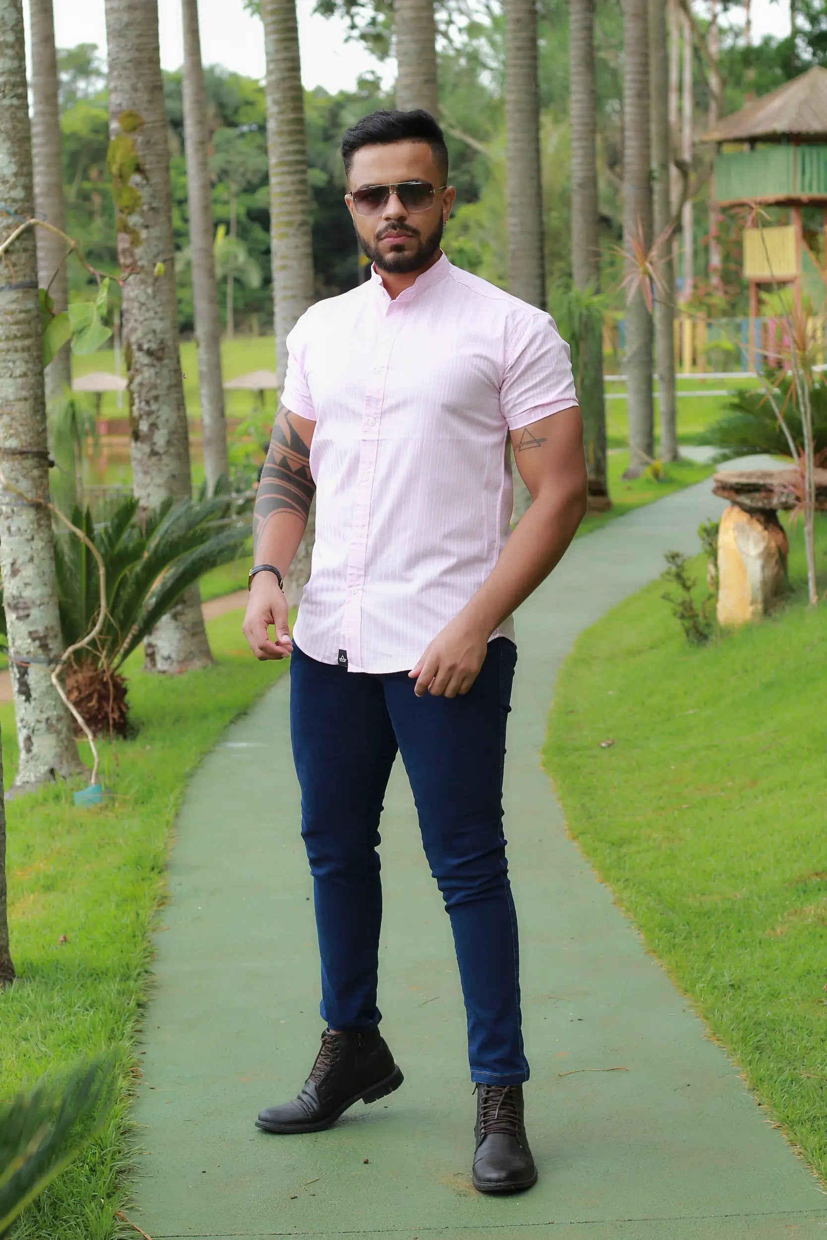 Camisa Slim Fit Vanguard Gola Padre Rosa