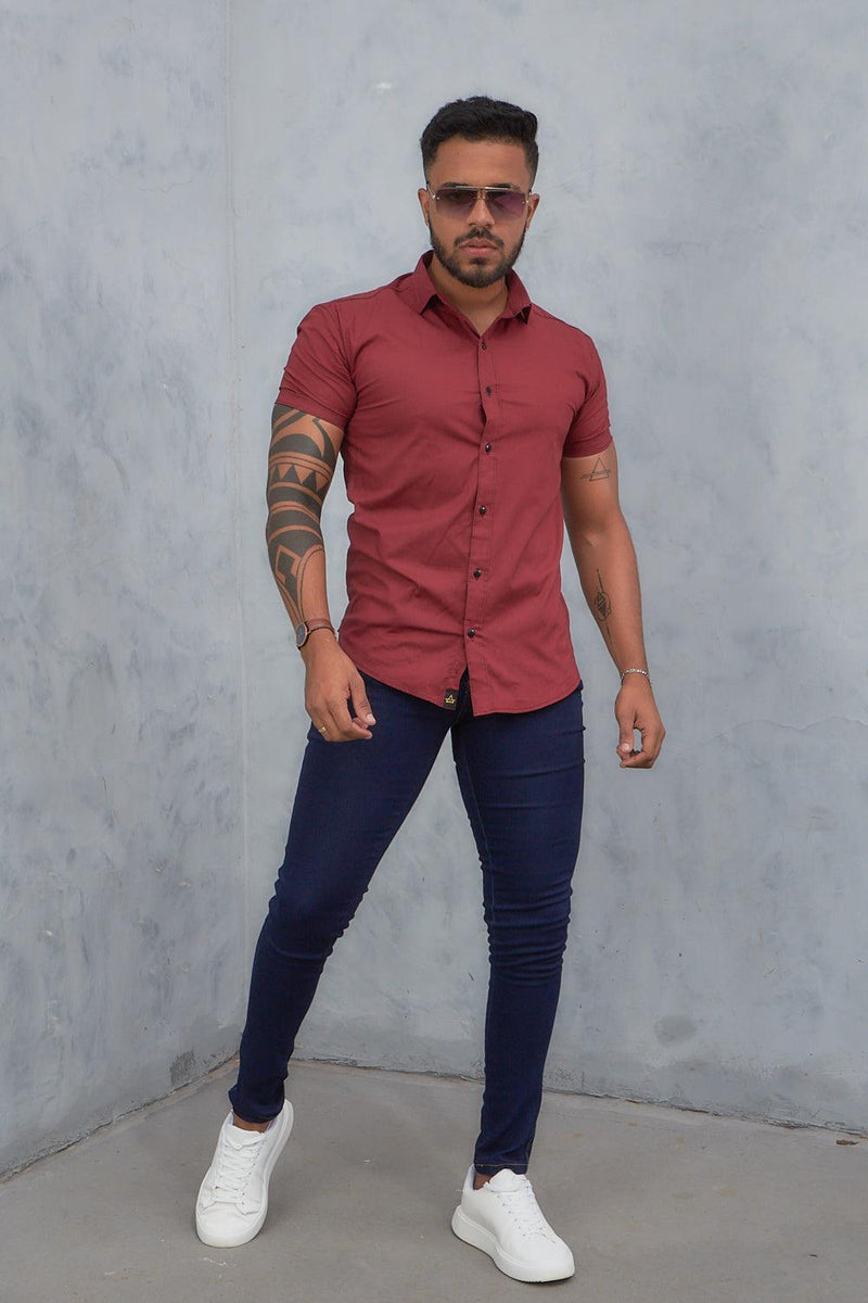 Camisa slim fit Marsala - invictacamisaria