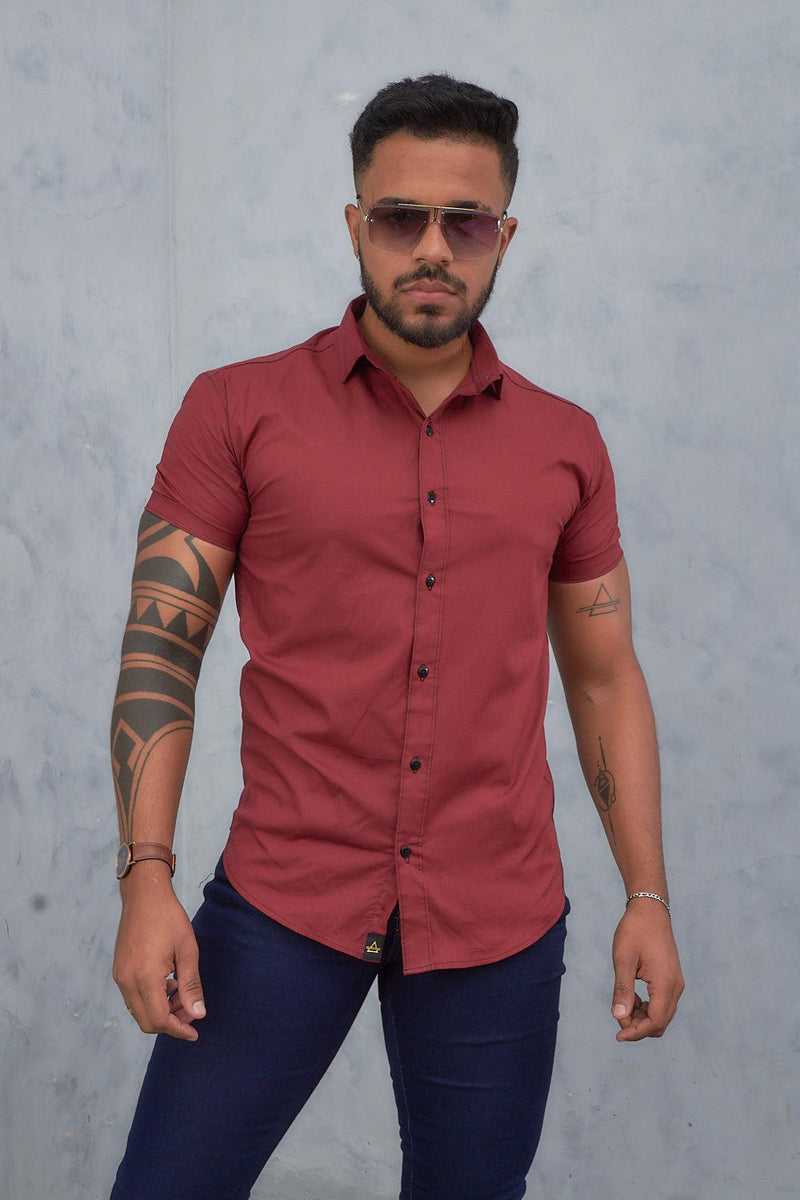 Camisa slim fit Marsala - invictacamisaria