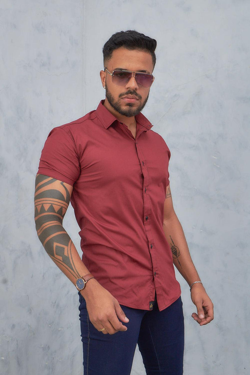 Camisa slim fit Marsala - invictacamisaria