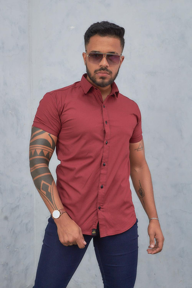 Camisa slim fit Marsala - invictacamisaria