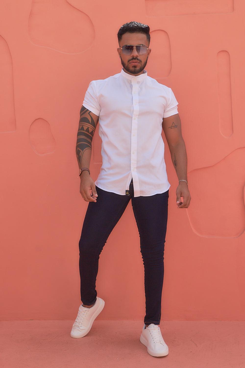 Camisa Branca Slim Fit Gola Padre - invictacamisaria