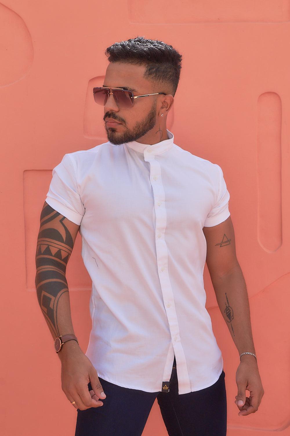 Camisa Branca Slim Fit Gola Padre - invictacamisaria