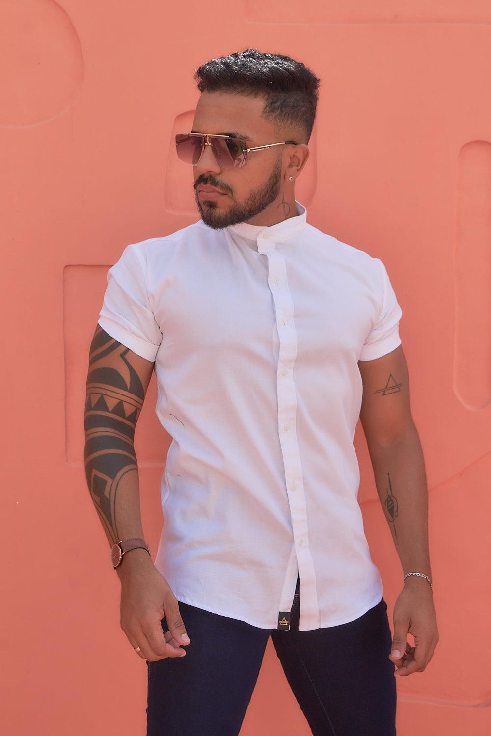 Camisa Branca Slim Fit Gola Padre - invictacamisaria