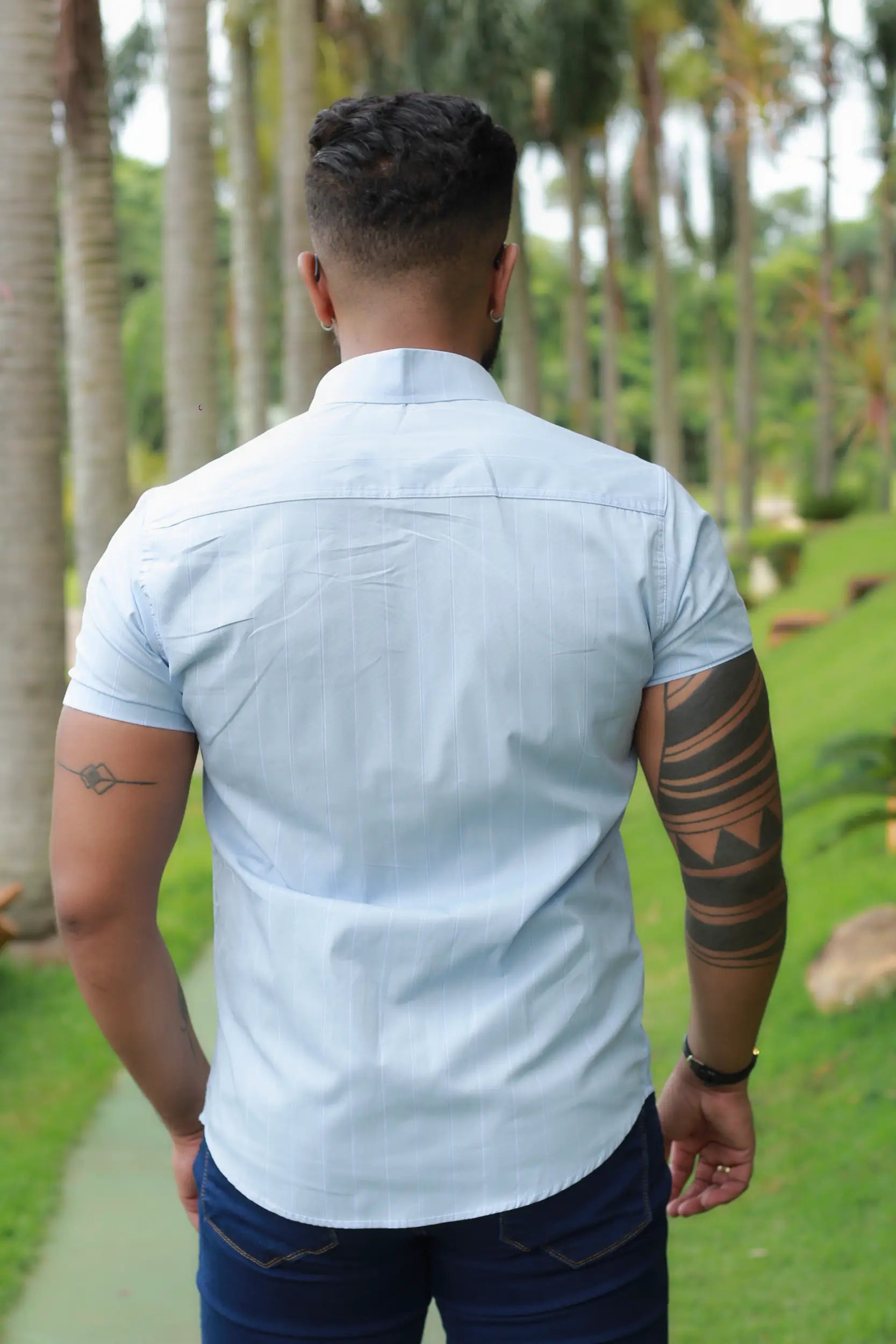 Camisa Slim Fit Agile Riscas Azul bb