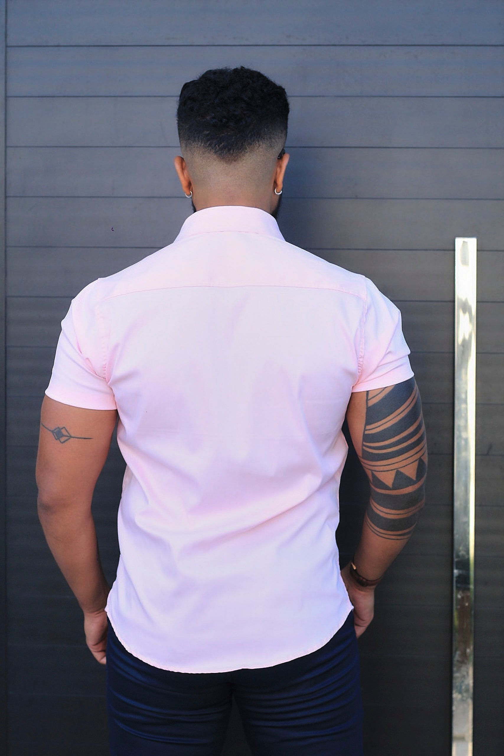 Camisa Slim Fit Camisa Tecnológica Acetinada que não Amassa Armani Rosa