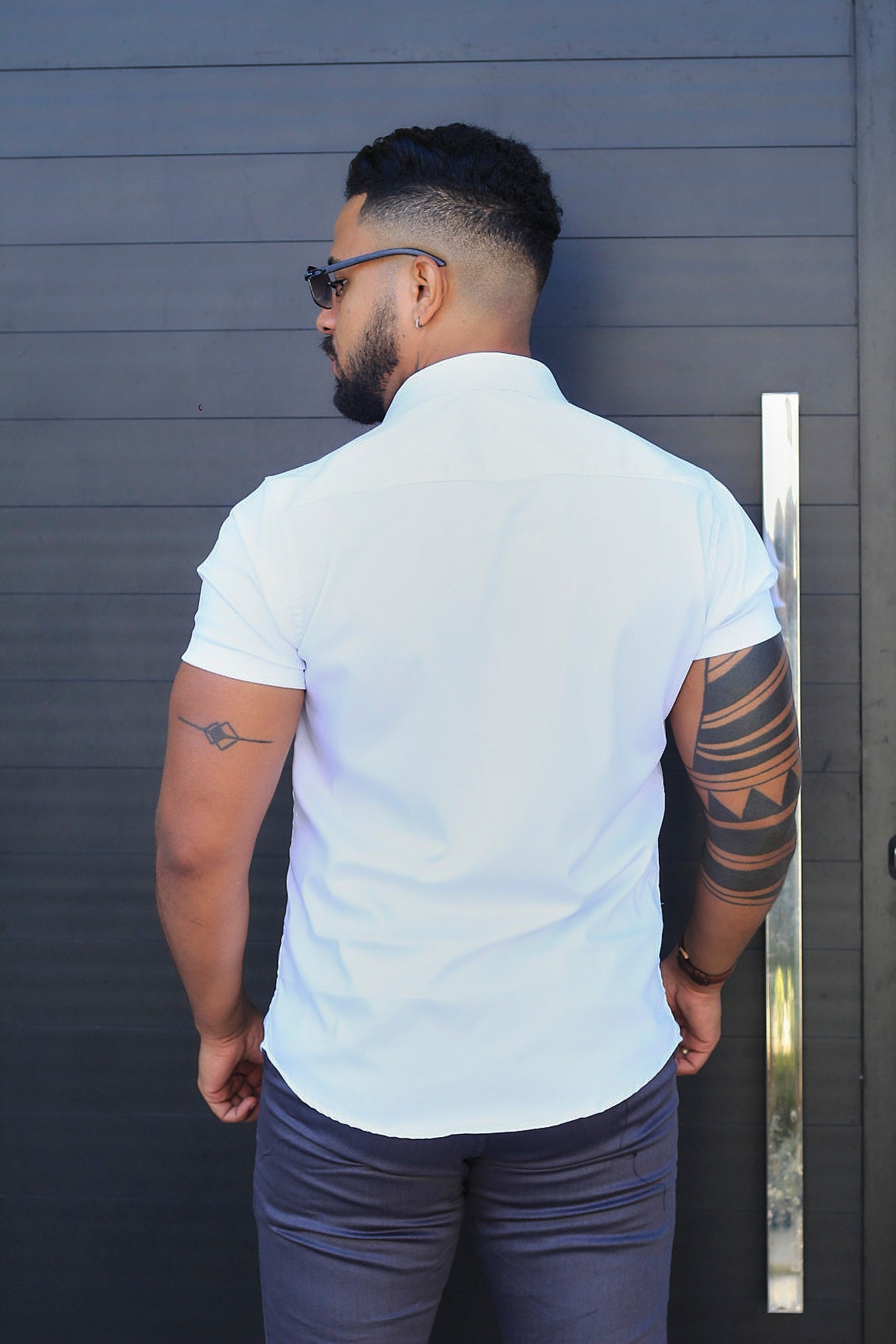 Camisa Slim Fit Camisa Tecnológica Acetinada que não Amassa Armani Branco