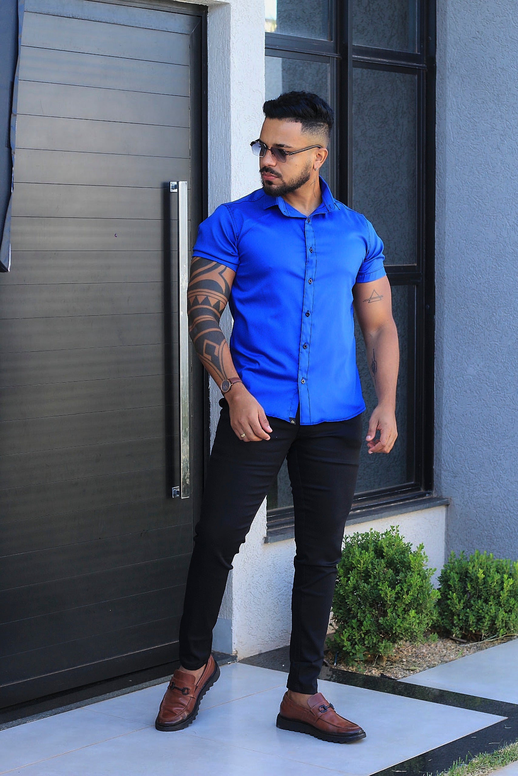 Camisa Slim Fit Camisa Tecnológica Acetinada que não Amassa Armani