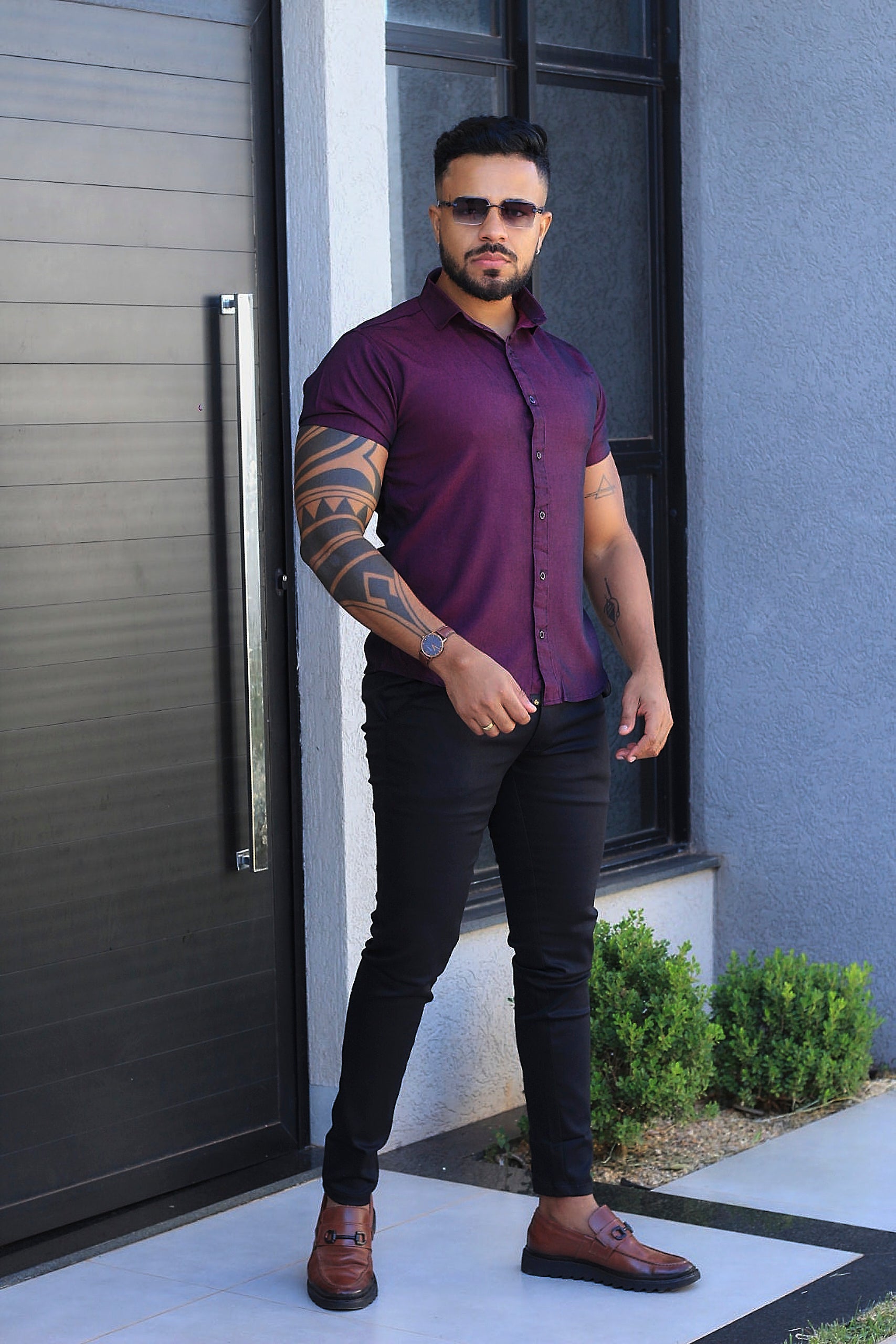 Camisa Slim Fit Marsala