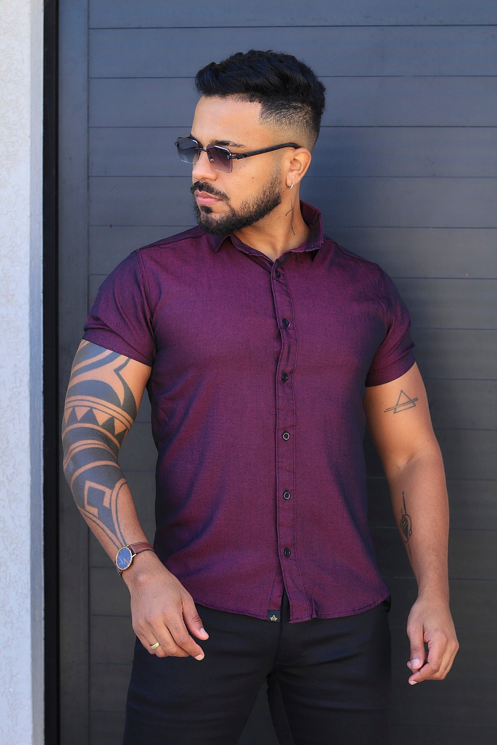 Camisa Slim Fit Marsala