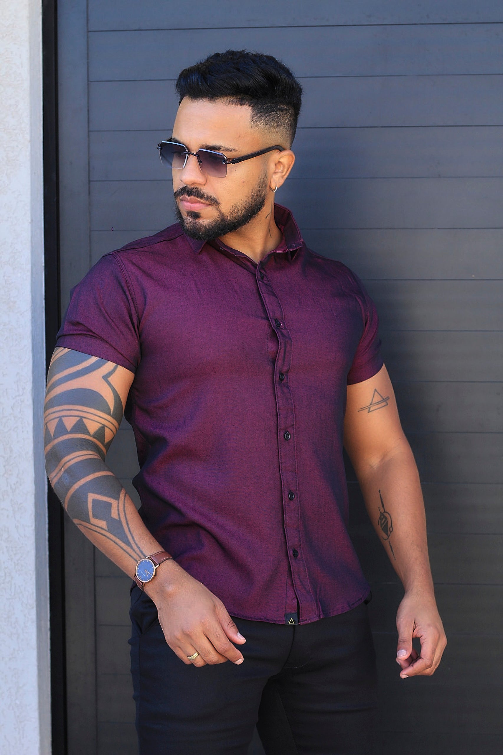 Camisa Slim Fit Marsala
