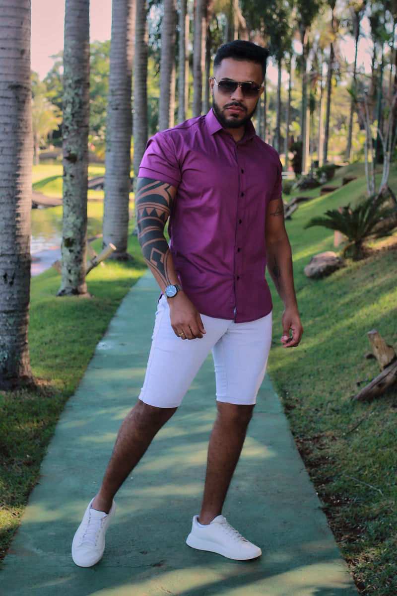 Camisa Slim Fit  Violet Algodão Premium