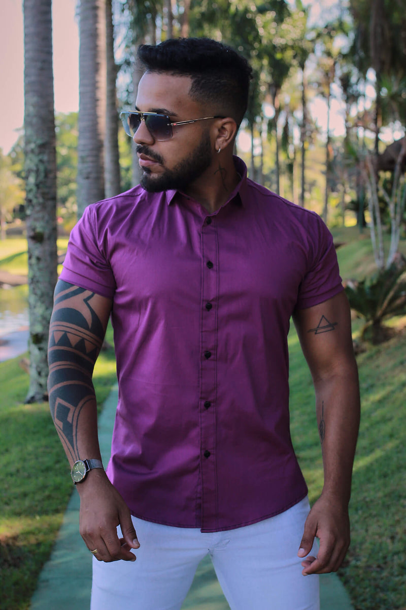 Camisa Slim Fit  Violet Algodão Premium