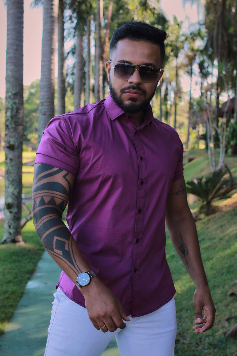 Camisa Slim Fit  Violet Algodão Premium