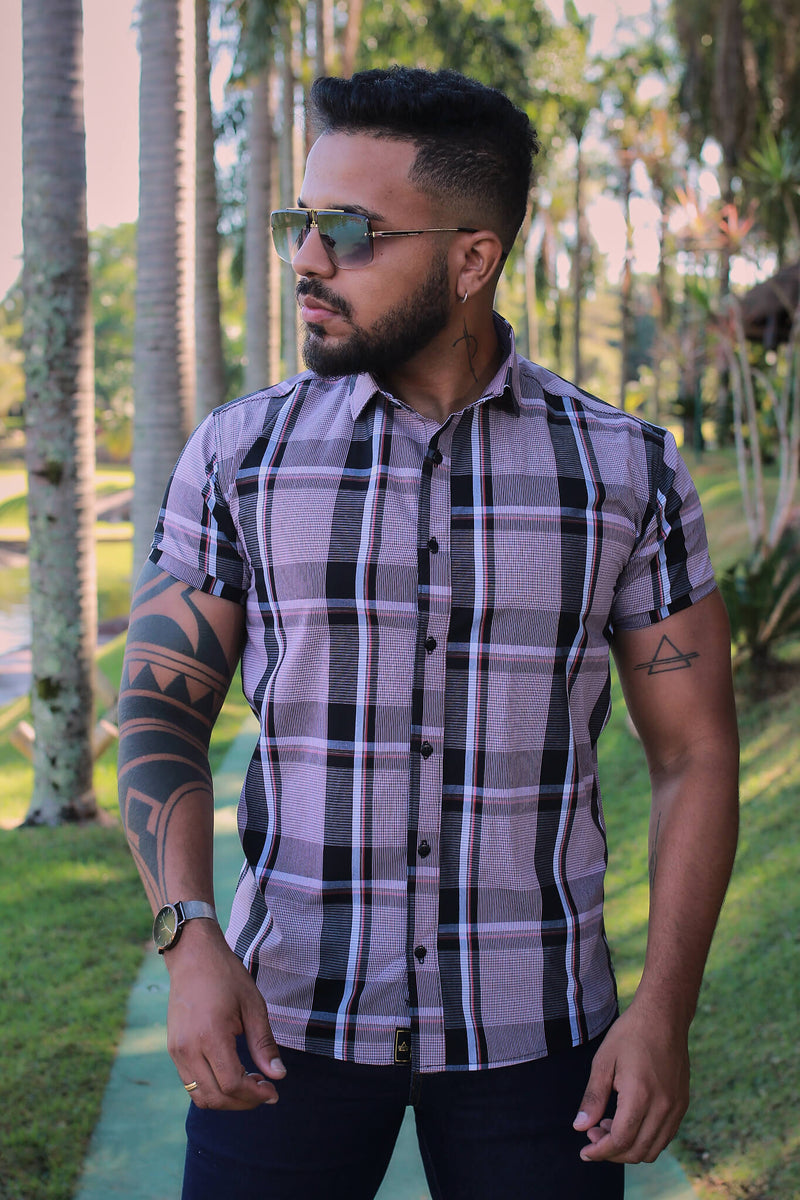 Camisa Slim Fit Xadrez Busan Algodão Premium