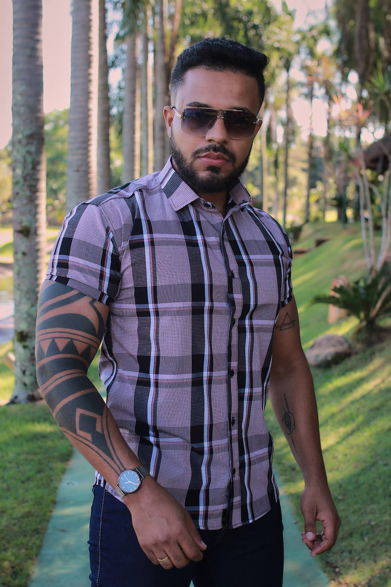 Camisa Slim Fit Xadrez Busan Algodão Premium