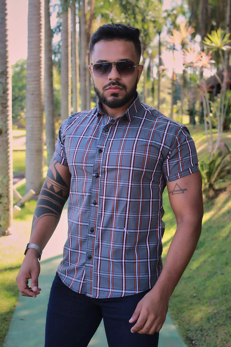 Camisa Slim Fit Xadrez Xangai Algodão Premium