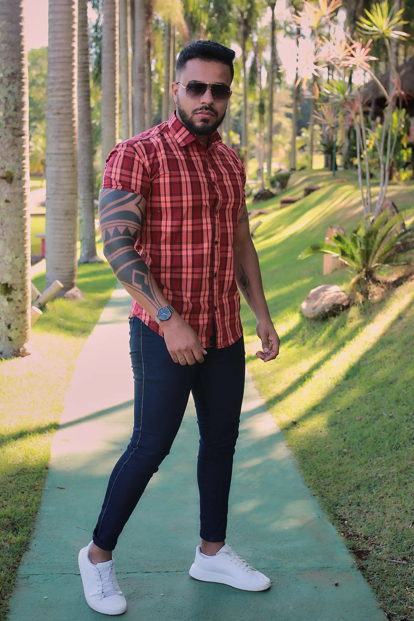 Camisa Slim Fit Xadrez Algodão Premium