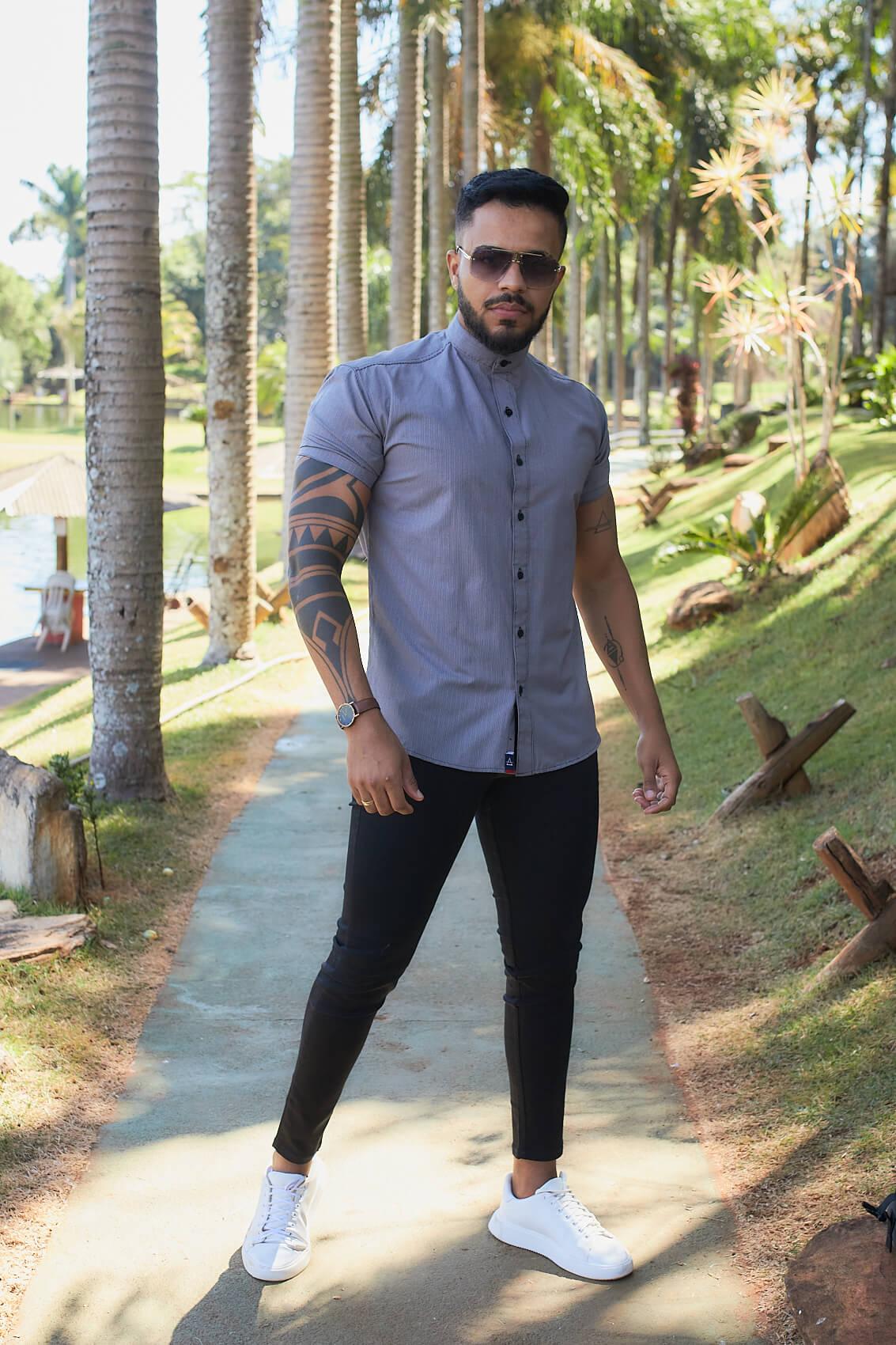 Camisa slim fit REF 825 GOLA PADRE - invictacamisaria