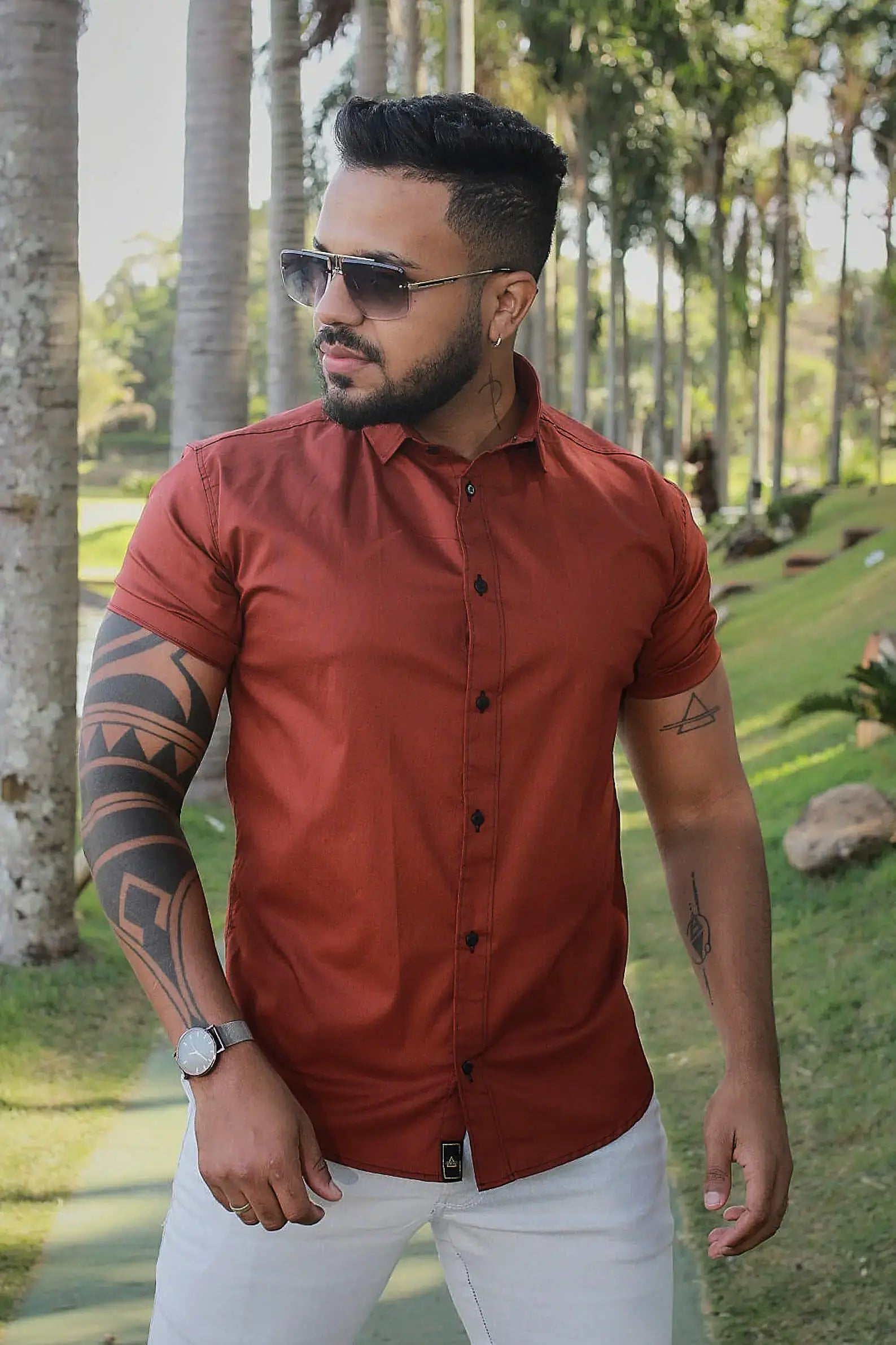 Camisas Slim Fit Social Para Negócios Com Elastano Premium