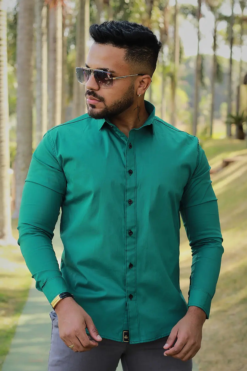 Camisa slim fit Verde Esmeralda