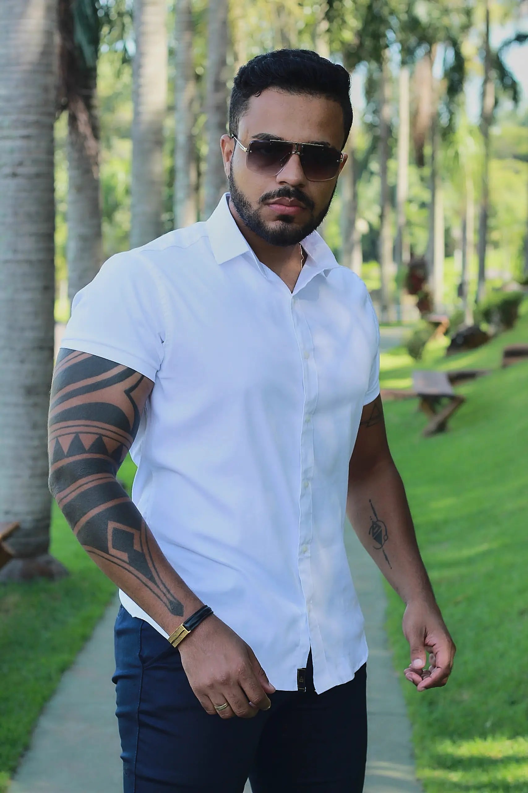 Camisa Slim Fit Algodão Branco Neve Premium Com elastano Acetinada