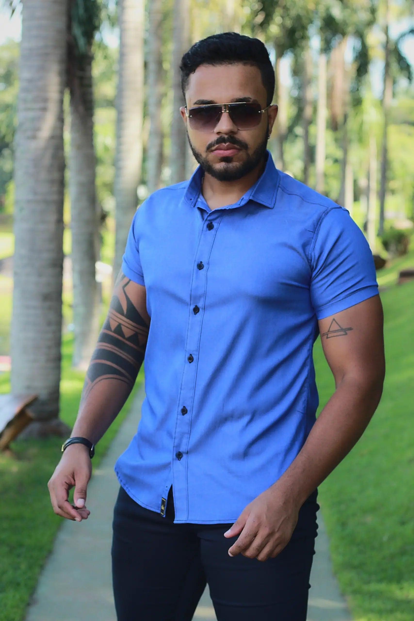 Camisa Slim Fit com Elastano Alpha Premium