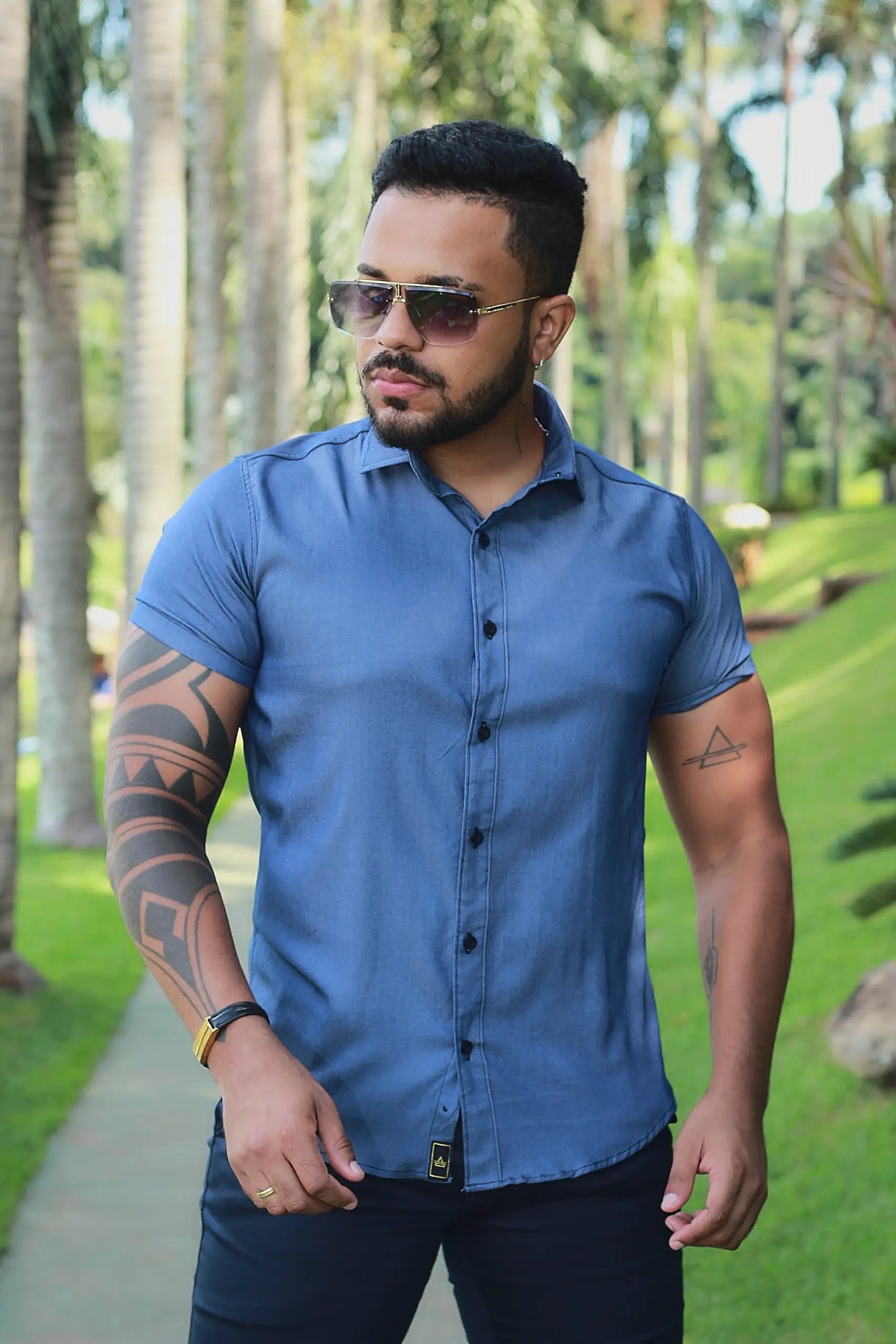 Camisa Slim Fit com Elastano Force Premium